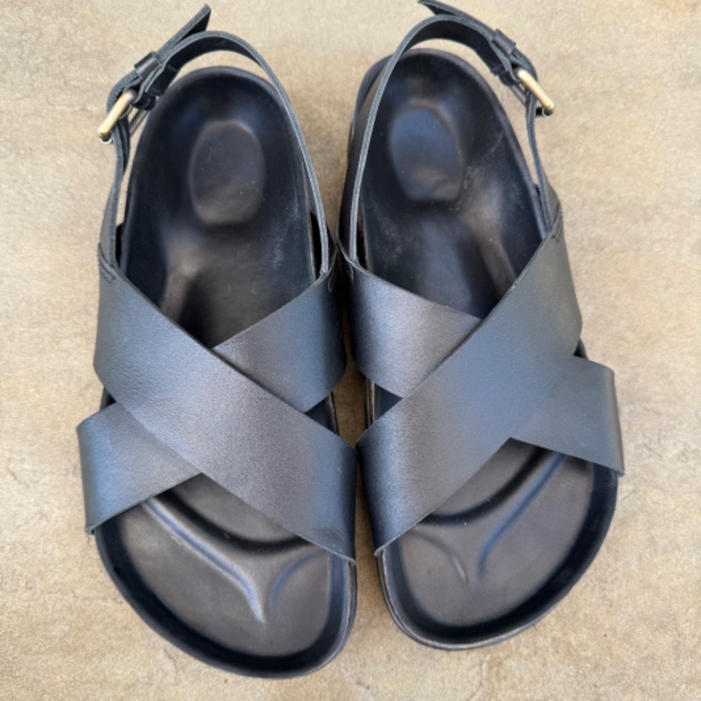 Women's Black Cross-Strap Slingback Sandals